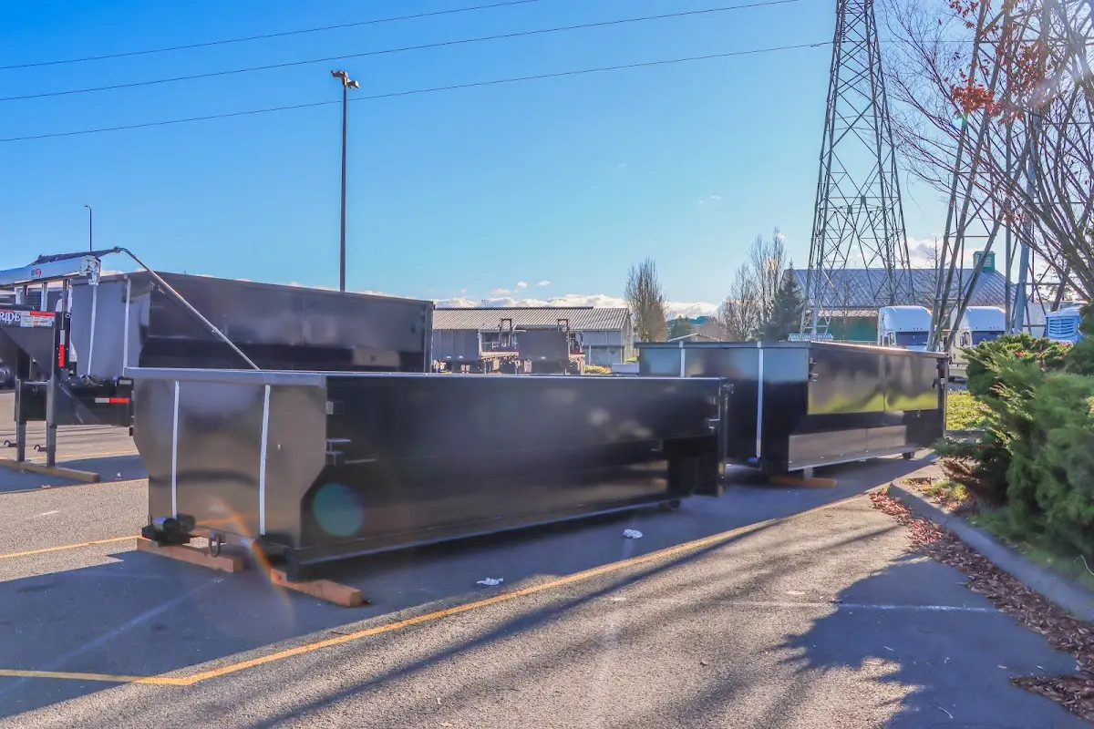 Roll-off dumpster ready for waste disposal at job site for Cleanout Dumpster Rental in Wausau